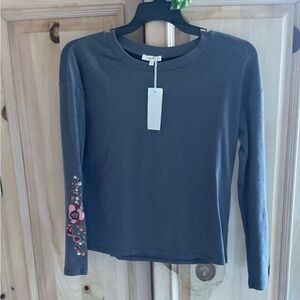 Embroidered Gray Women's Top NWT $25